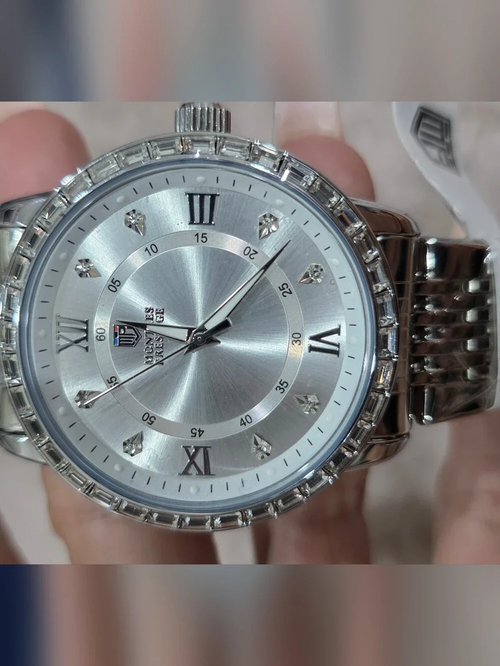 Montes Prestige (Invicta Collab) Silver Crystal-Accent Stainless Steel Watch 45